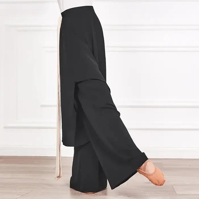Pantalon à jambes larges en mousseline de soie, pantalon d'été fin taille haute, pantalon de danse Y
