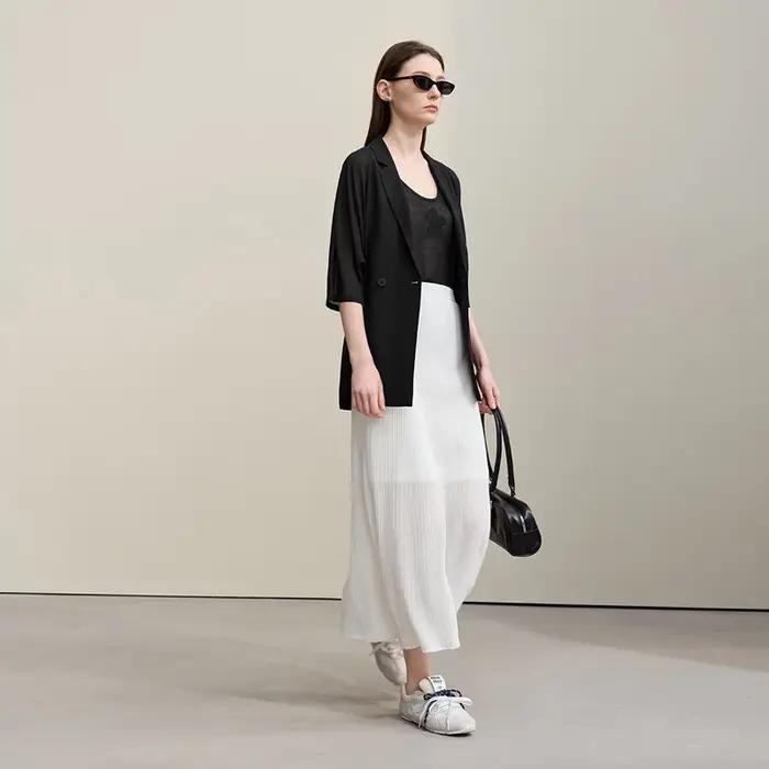 Blazer Amii pour femme – Nouvelle collection été 2026 – Veste légère en mousseline à revers cranté e