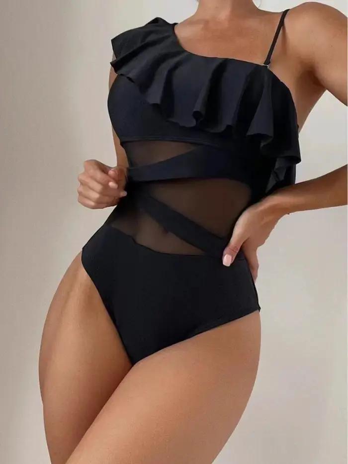 Maillot de bain une pièce sexy en maille unie 2026 pour femme, dos nu, à nouer dans le dos, pour la