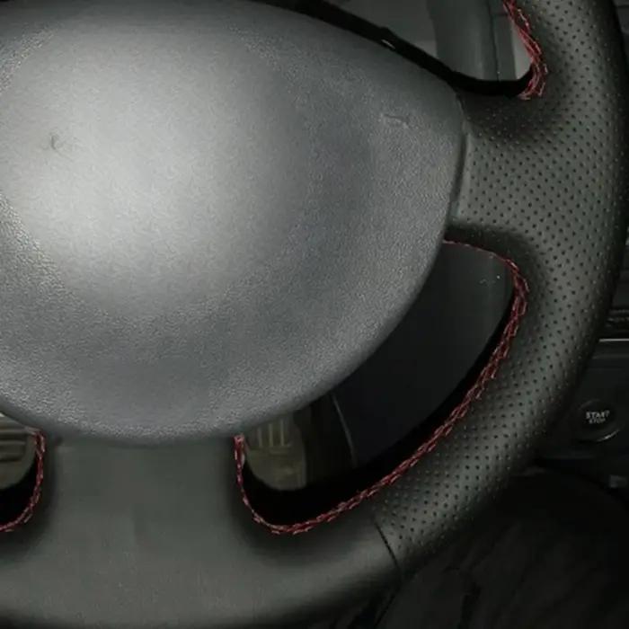 Juste de Volant de Voiture Cousue à la Main en Cuir Artificiel Noir, pour Renault Megane 2 2003-2008