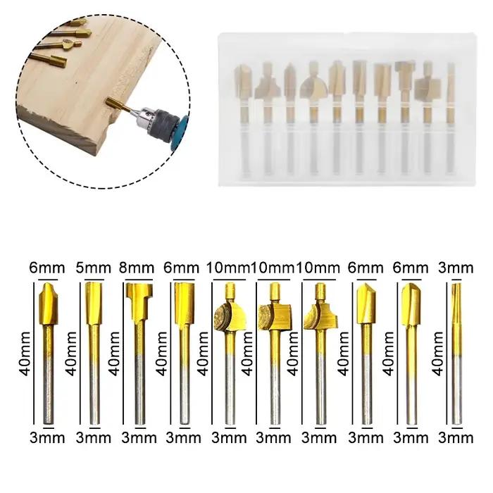 Jeu de forets de routeur de routage HSS, pour outils de fraises rotatives en carbure Dremel, bois, p