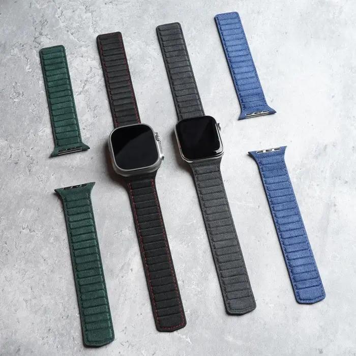 Bracelet magnétique ALCANTARA pour Apple Watch Ultra 3 2 bandes 49mm 46mm 45mm 44mm accessoires en cuir suédé pour iWatc