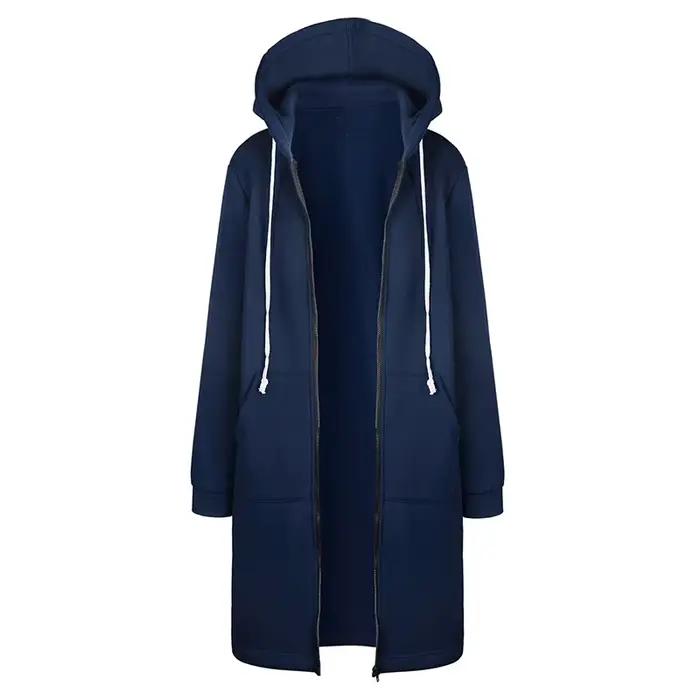2025 Women's Autumn Winter ThickenHoodies Parkas Loose Hooded Jackets Zipper Pocket Maxi Size Sweats