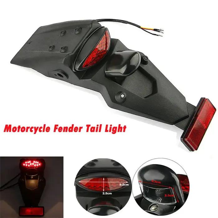 Garde-boue arrière universel en plastique ABS pour moto, feu arrière de frein à LED