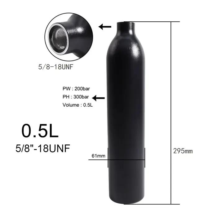 Bouteille d'Air ComTIFS HPA en Aluminium Précieux, Valve Sochi, Co2 Intervalles, 0,5 L, 5/8 "-18 UNF