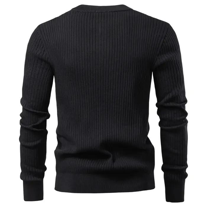 AIOPESON bouton patte Polo hommes côtelé rayure à manches longues coupe contemporaine minimaliste au