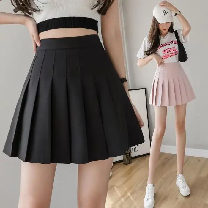 Jupe trapèze taille haute amincissante, couleur unie, mode sport, Tennis, Badminton, Style académie,