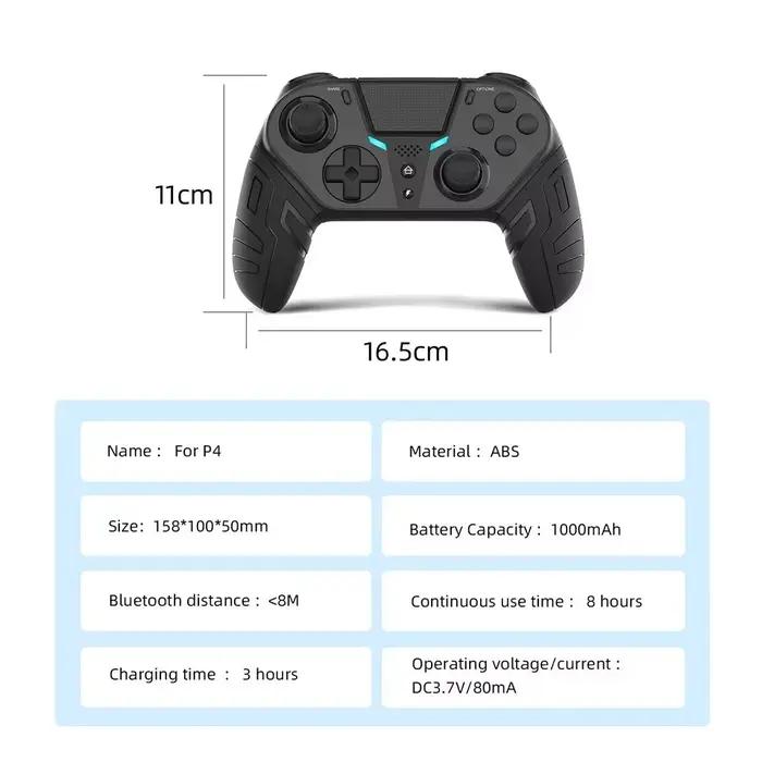 Manette de jeu sans fil Bluetooth à double Vibration, fonction Turbo Programmable pour Console PS4,