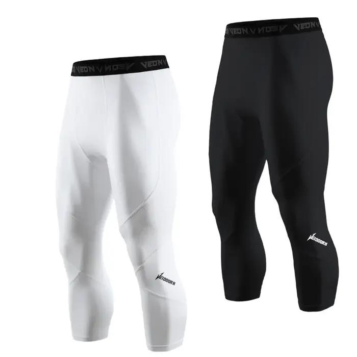 Collants de Compression doux 3/4 pour hommes, vêtements de Sport, Leggings d'entraînement à séchage