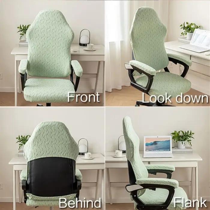Lot de 4 housses de chaise de bureau jacquard avec housses d'accoudoirs, protège-chaise de bureau pi