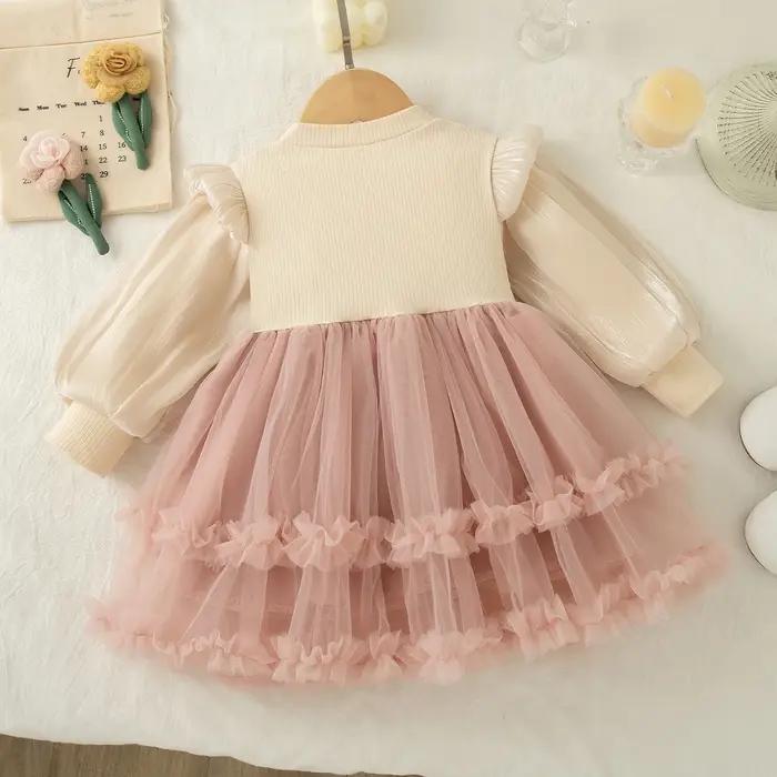 Robe de princesse en mousseline de soie pour bébé fille, couleur unie, vêtements pour enfants avec n