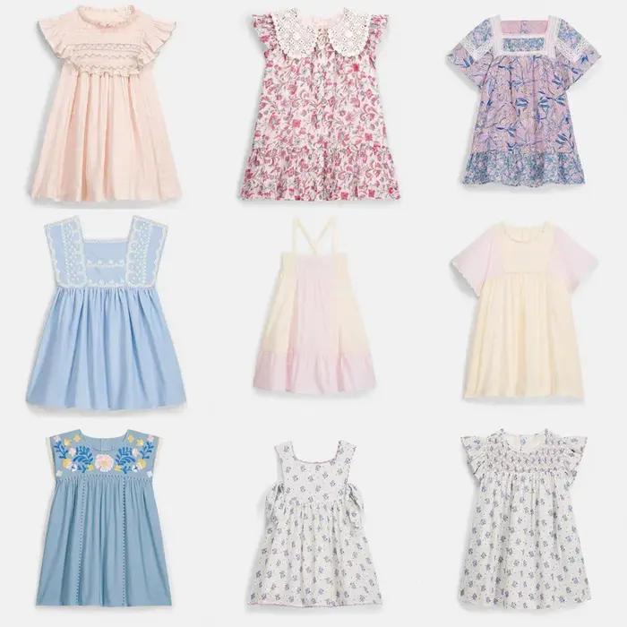 Pré-vente (expédition en mars) 2026 LM Robes d'été pour bébés filles, imprimé floral, en coton, vête
