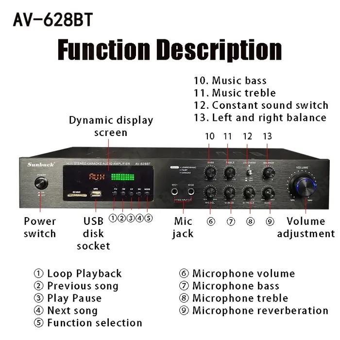 Amplificateur de puissance Bluetooth 110/220V 2000W, caissons de basses Audio, son Surround stéréo H