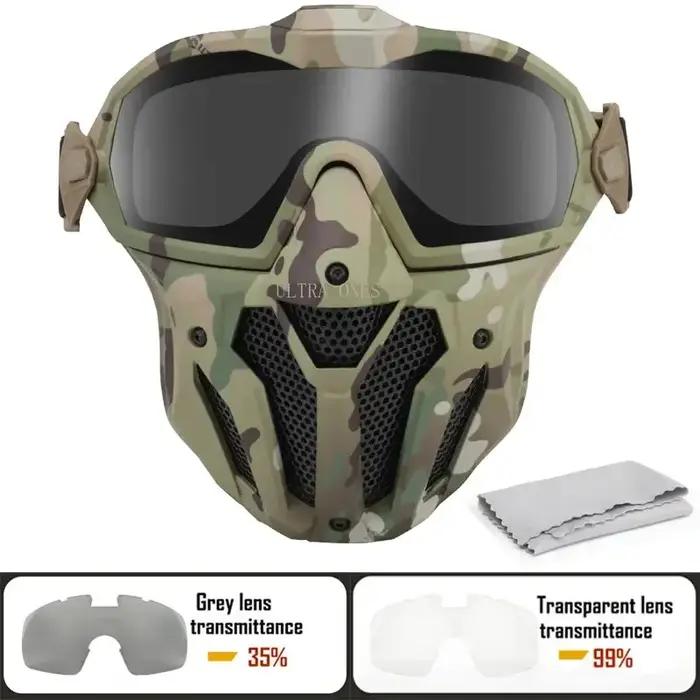Masque Airsoft lunettes détachables avec ventilateur Anti-buée masque de protection tactique Paintba