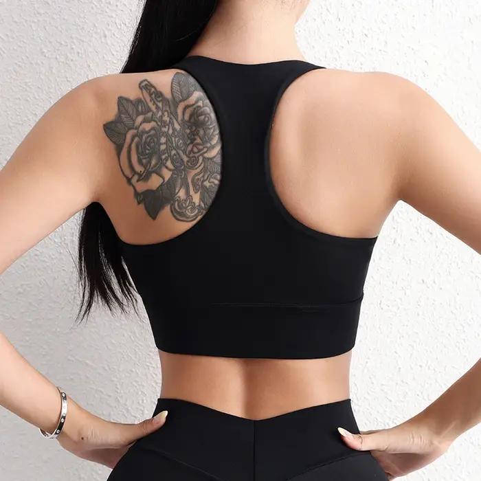 Haut yoga court SOISOU nylon soutien-gorge femme gymnastique sport coussin poitrine amovible élastique serré