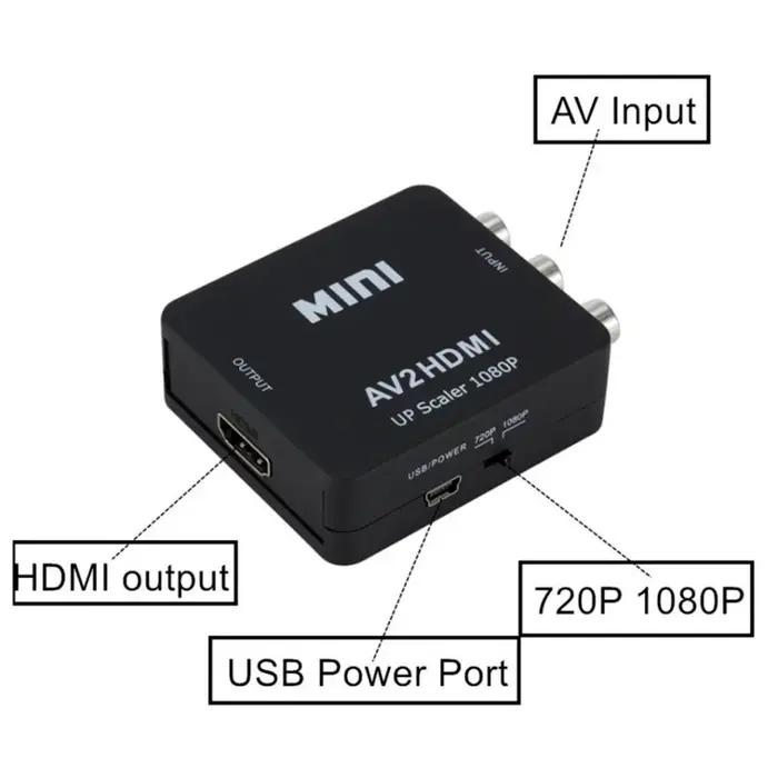 Grwibeou – convertisseur RCA AV vers HDMI, boîtier vidéo AV/CVSB L/R HD 1080P 1920x1080 AV2HDMI, pri
