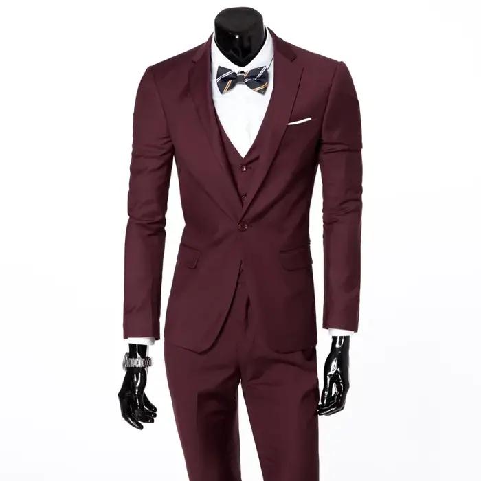 Costume trois pièces pour hommes, coupe cintrée, un bouton, pour le travail, polyvalent, Business, d