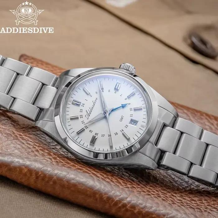 ADDIESDIVE 36mm montre analogique pour hommes GMT 515-24H montre BGW9 lumineux 100m étanche en acier