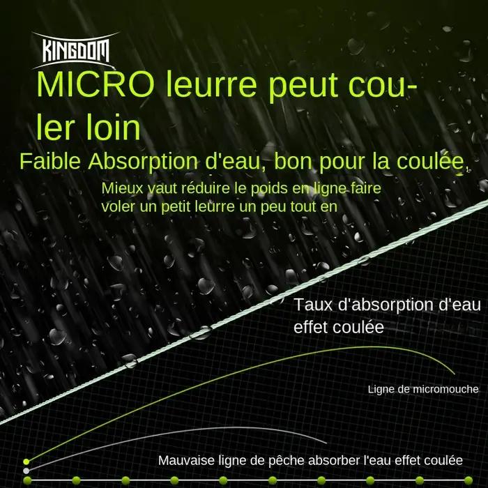 Kingdom Micro Fly 100M 150M tresse PE ligne de pêche 4 brins 0.2 # /0.4 # /0.6 # Distance de coulée lointaine de 9 à 1