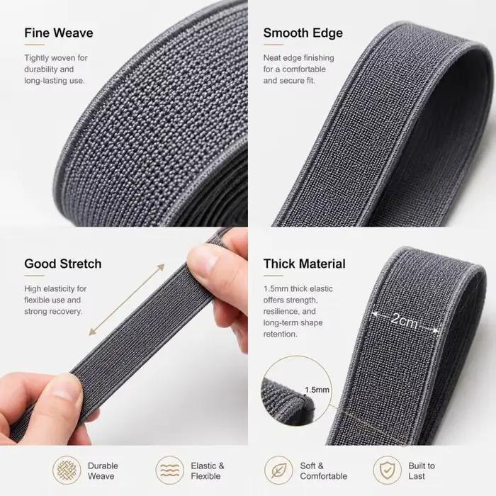 Brique élastique de 3 mètres en caoutchouc coloré pour couture, décoration et bricolage pour la maison et les accessoires vestimentaires occasions spéciales