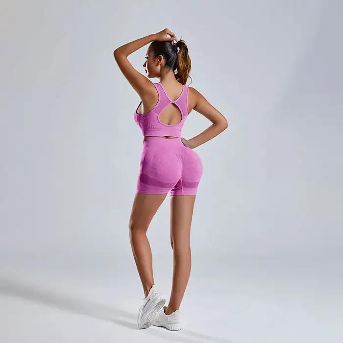 Ensemble sport 2 pièces femme - Soutien-gorge sportif et culotte taille haute yoga