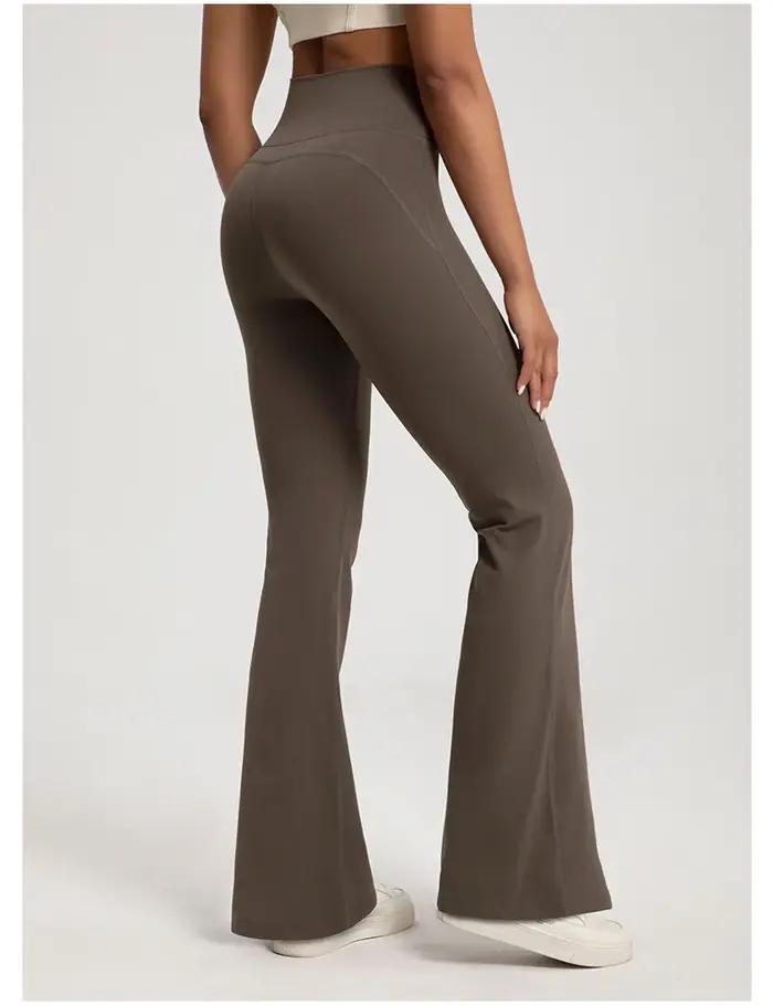 Pantalon de yoga taille haute nu pour femme, pantalon de levage de la hanche, cloche élastique, exer