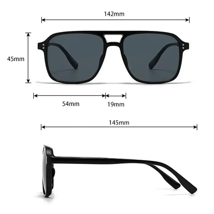 SO & EI mode Double ponts carrés Rivets femmes lunettes de soleil rétro hommes dégradé nuances UV400