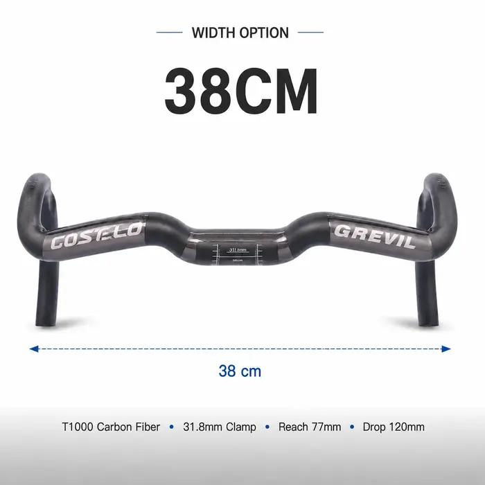 Guidon de vélo de gravier en carbone GREVIL T1000, barre de descente 31,8 mm 38/40/42 cm pour vélo d