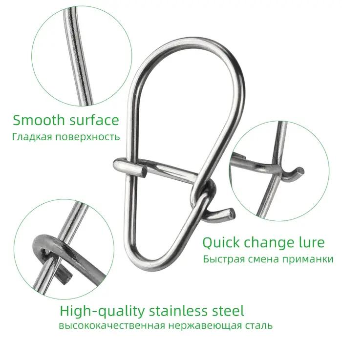 DNDYUJU 100X pêche belle broche à crochet 304 en acier inoxydable roulant pivotant leurre connecteur