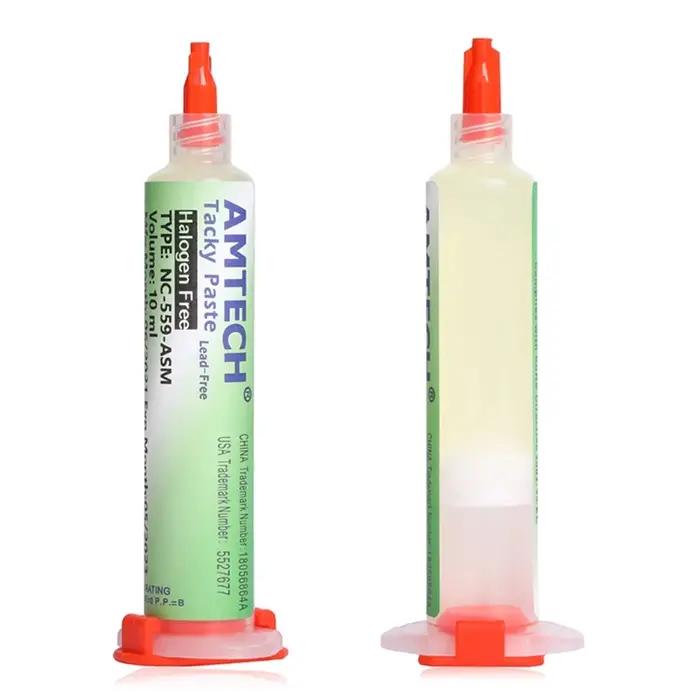 Seringue de pâte à souder AMTECH NC-559-ASM 10cc, Flux liquide pour téléphone portable BGA PCB, poch