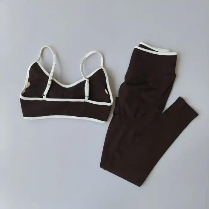 2 pièces ensemble femme sport Impact Yoga taille haute Leggings gymnastique Fitness cyclisme élastiq