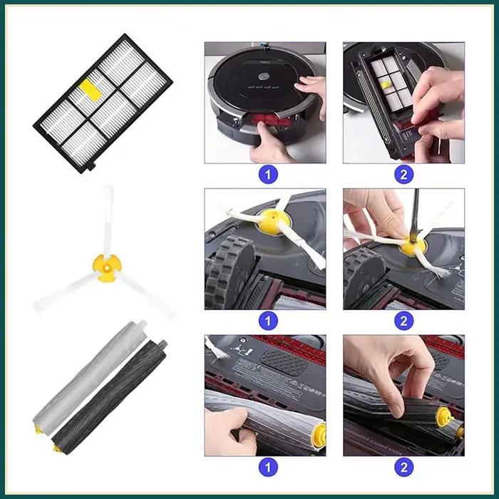 Pour iRobot Roomba 800 980 990 900 896 886 870 865 866 série filtre HEPA rouleau latéral brosse aspi
