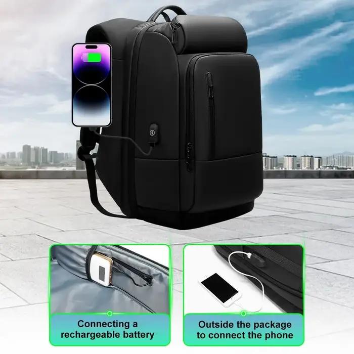 Sac à dos pour ordinateur portable de grande capacité pour hommes de 18 pouces, étanche, chargeur US