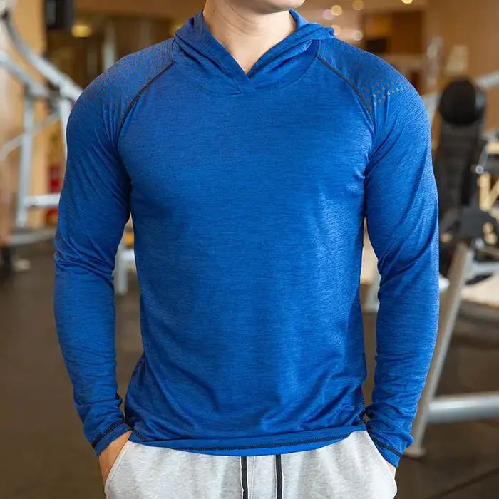 T-shirt à manches longues pour hommes, séchage rapide, décontracté, mince, élastique, sport, fitness