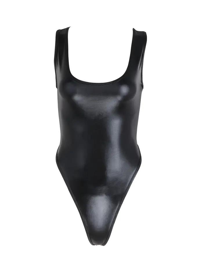 Justaucorps femme brillant métallique gymnastique - Body une pièce dos nu maillot de bain sportif
