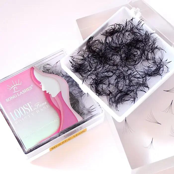 SONG LASHES Extensions de cils 3D à 16D, Fans pointus, fins, à tige étroite, Volume pré-fait, Base f