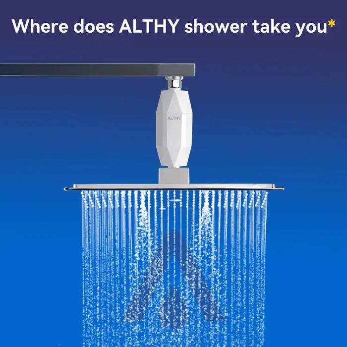 ALTHY Filtre à eau de douche revitalisant à la vitamine C - Réduit le chlore et les métaux lourds -