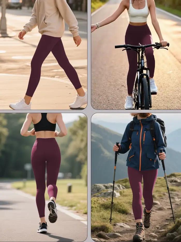 Leggings super doux avec poches pour femmes, contrôle du ventre taille haute pour l'entraînement de