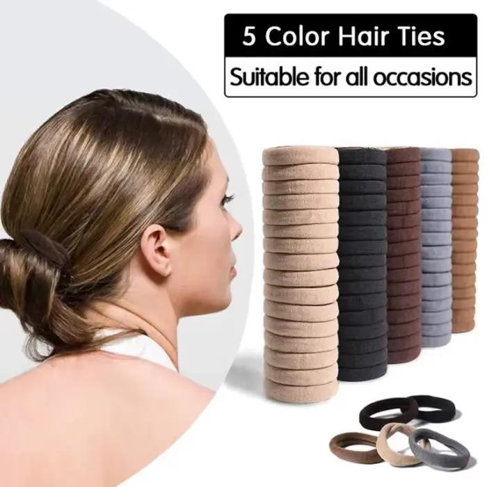 Ensemble d'élastiques à cheveux en coton pour femmes, 50 pièces/ensemble, chouchous pour cheveux dou