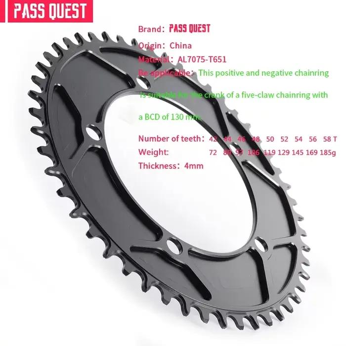PASS QUEST 130BCD plateau 5 griffes disque fermé rond/ovale 42/44/46/48/50/52/54/56/58/60T pour péda