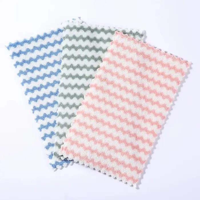 Lingettes de cuisine en velours de corail, 20 pièces, Design ondulé, lingettes absorbantes épaisses