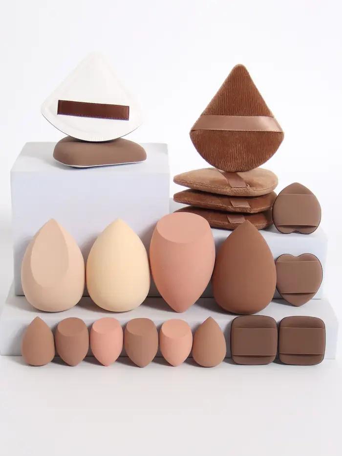 Ensemble d'éponges de maquillage et de bouffantes de maquillage roses, 20 pièces, adaptées à la crèm