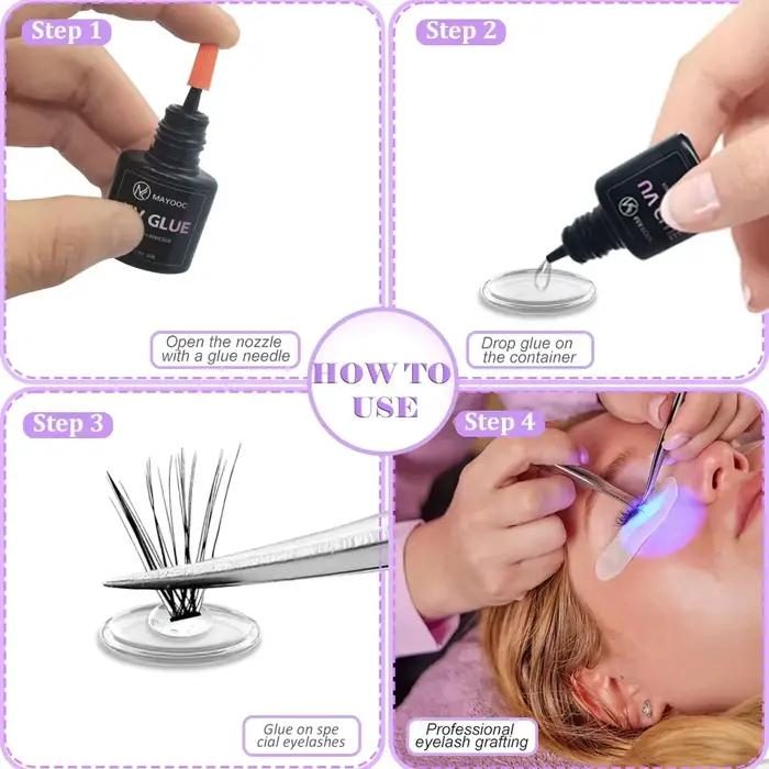 MAYOOC UV colle à cils adhésive Extensions de cils 0.1S séchage rapide forte colle d'extension de fa