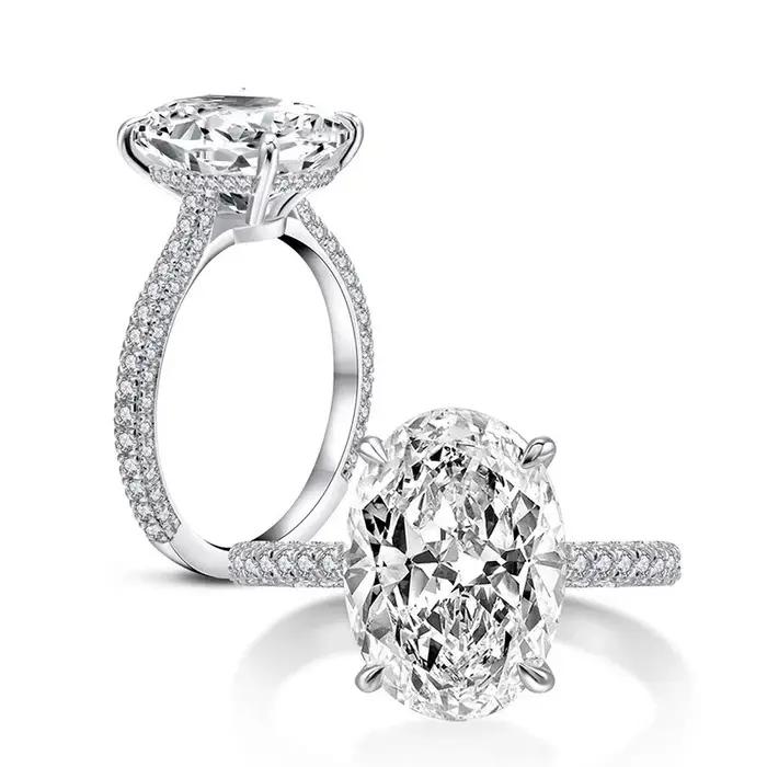 AneOval-Bague de fiançailles en argent regardé 100% pour femme, diamant de laboratoire CZ, alliance,