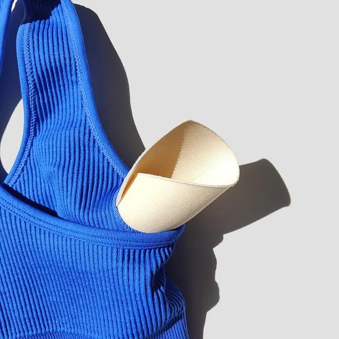 Soutien-gorge Push Up de dehors pour Femme, Haut Court avec Fermeture Éclair, pour Fitness, Gym, Cou
