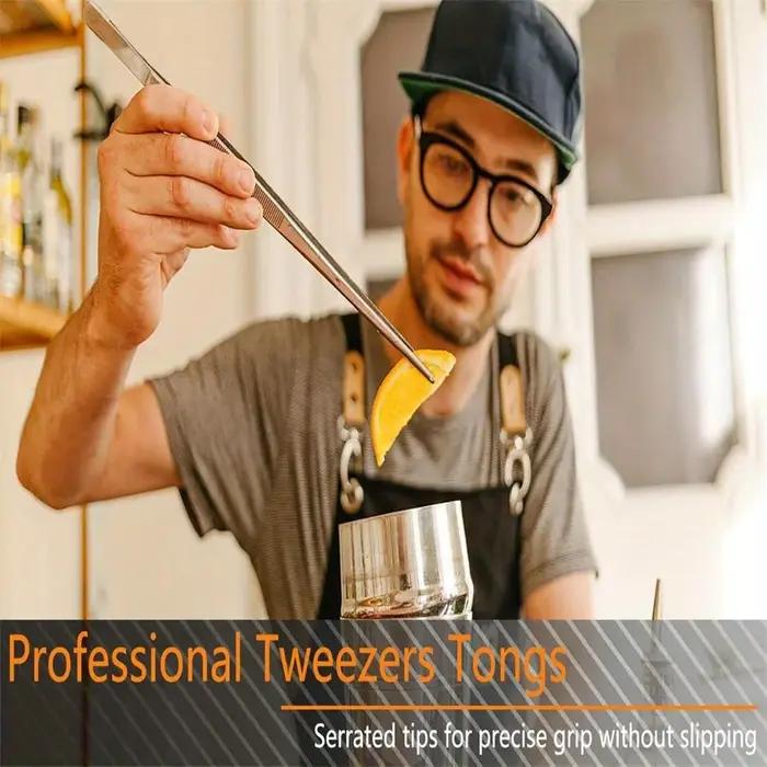 Ensemble de pincettes de cuisine en acier inoxydable, pincettes de Chef professionnelles, pincettes