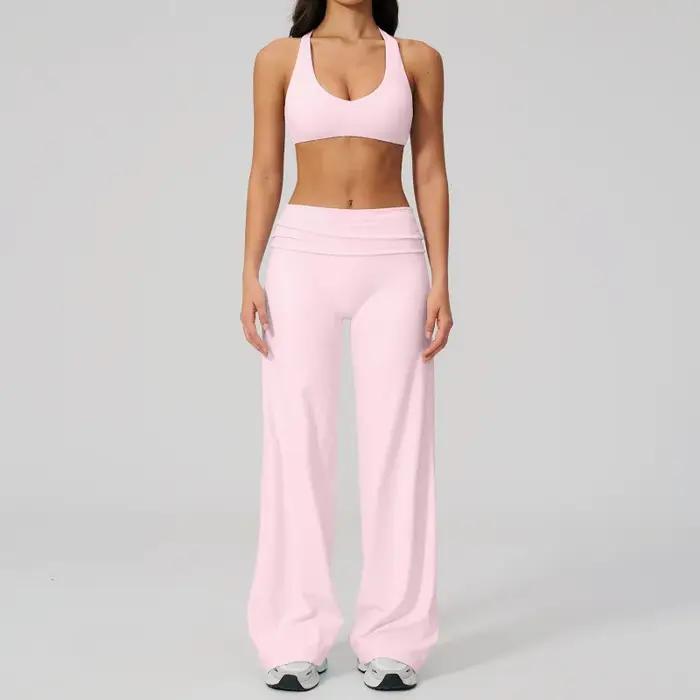 Ensemble de survêtement féminin mode estivale décontractée dos élégant sexy pour gym et fitness activité physique femme