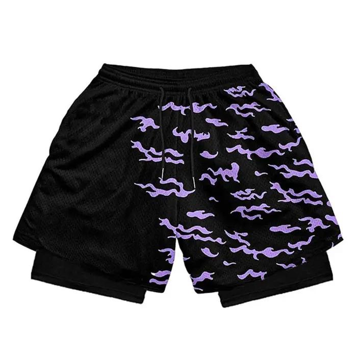 Short de Performance Anime 2 en 1 pour hommes et femmes, Short de sport, Manga, impression 3D, maill