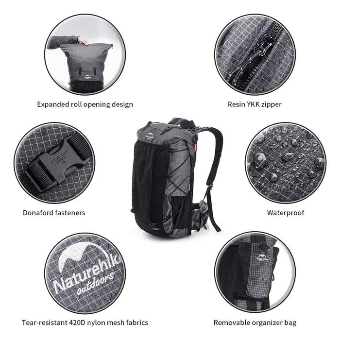 Sac à dos 40L Naturehike pour randonnée et trekking - Housse incluse homme voyage