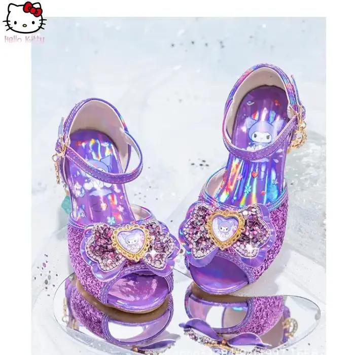 Chaussures de princesse pour filles, style anime, été, nouvelles chaussures à talons hauts en crista